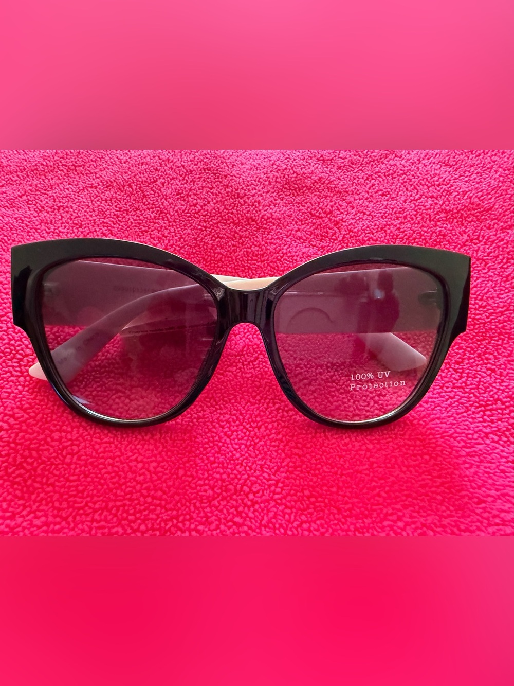 A New Day Women’s Black and White Glossy Sunglasses with Dark Purple Tint Lenses - Picture 4 of 4